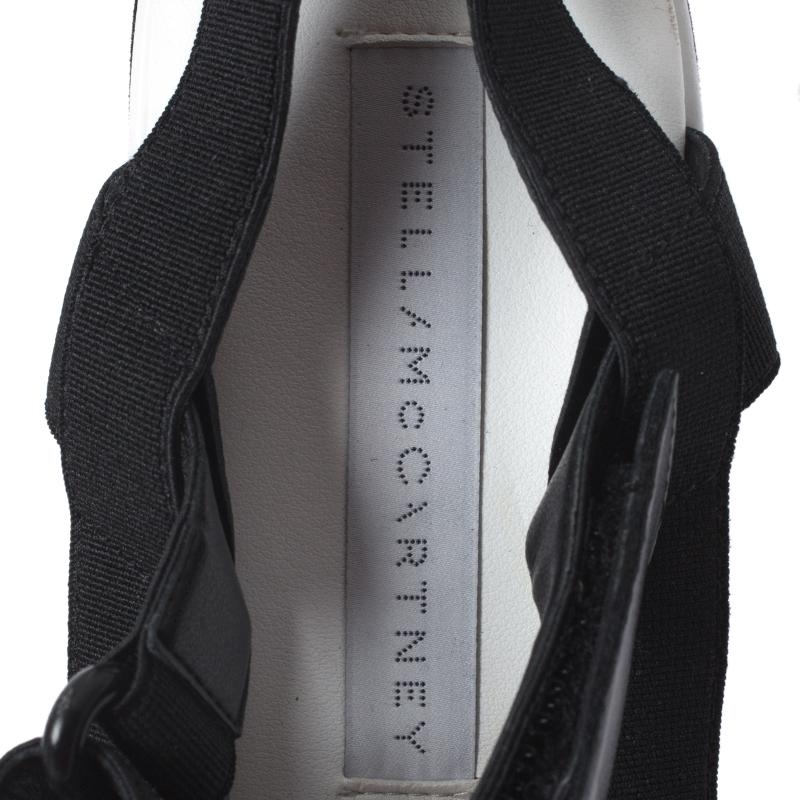 Stella McCartney Black/White Fabric Sneak Elyse Platform Sandals Size 35.5 1