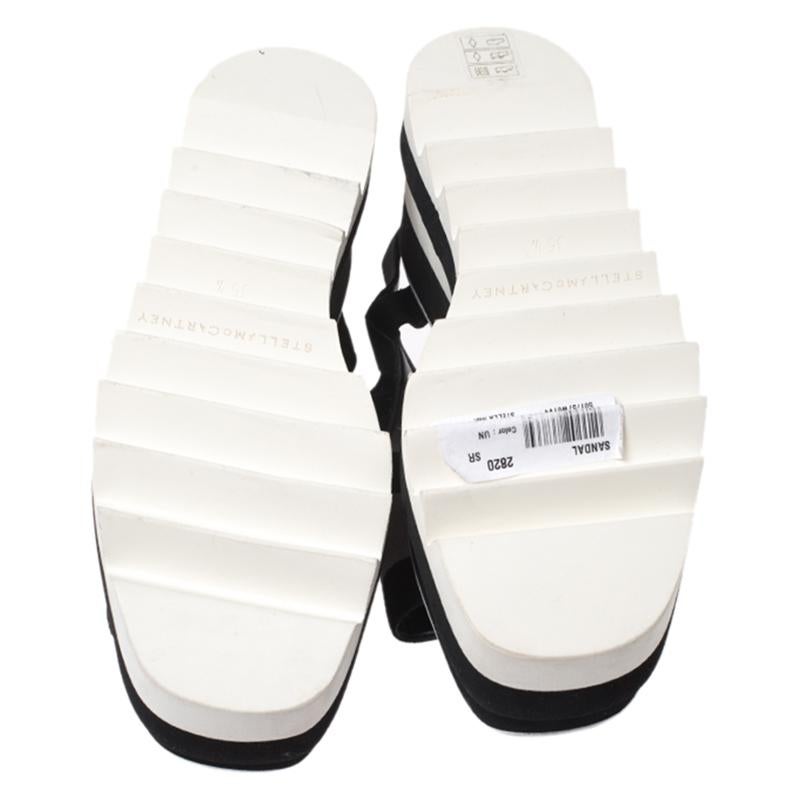 Stella McCartney Black/White Fabric Sneak Elyse Platform Sandals Size 35.5 2