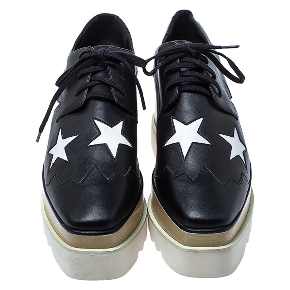 Stella McCartney exudes her high style and unique fashion taste with these Elyse shoes. They are brimming with exquisite details like the star details on the faux leather exterior, the laces, and the thick platforms. Grab this pair today and let it