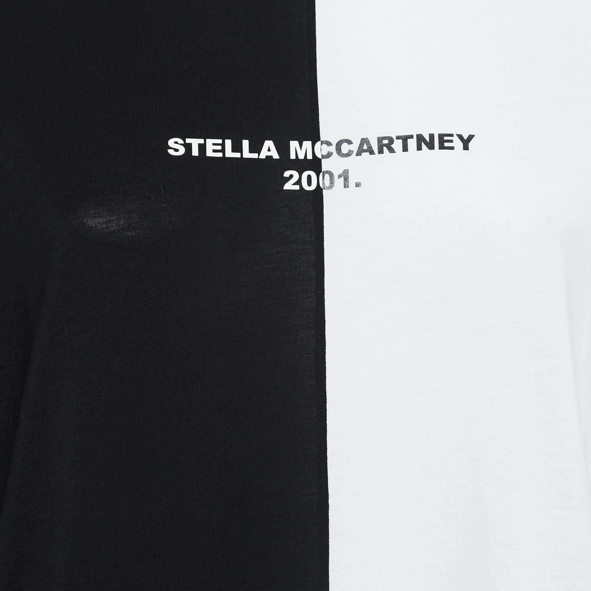 Stella McCartney Black /White Logo Print Jersey Cotton T-Shirt S In Excellent Condition For Sale In Dubai, Al Qouz 2