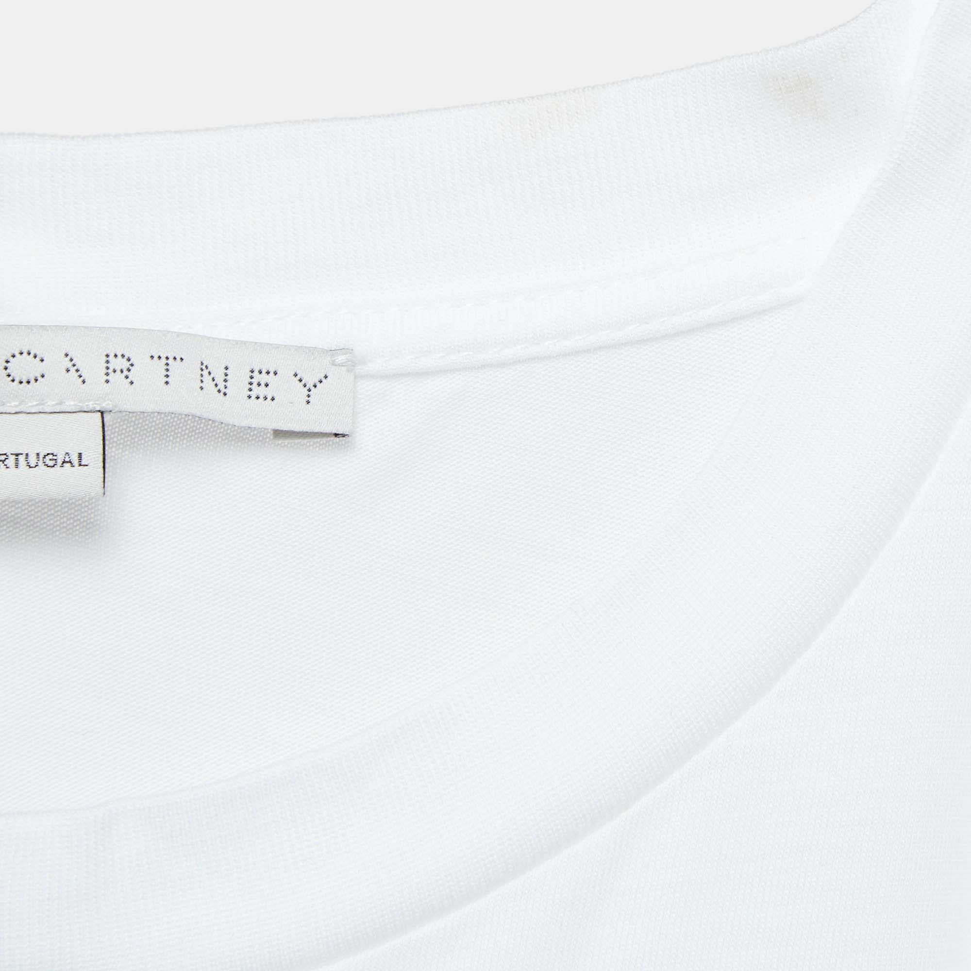 Stella McCartney Black /White Logo Print Jersey Cotton T-Shirt S For Sale 1