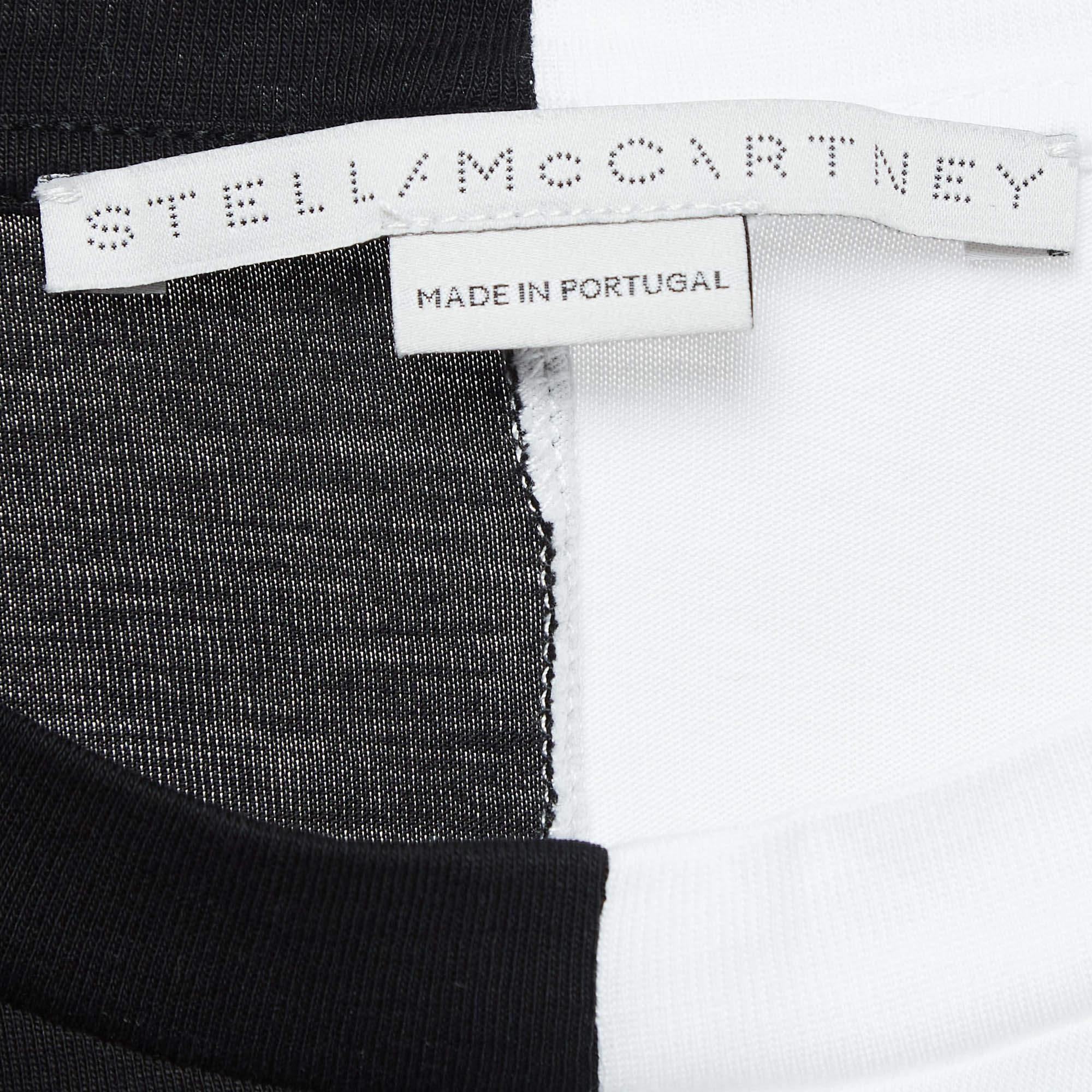 Stella McCartney Black /White Logo Print Jersey Cotton T-Shirt S For Sale 2