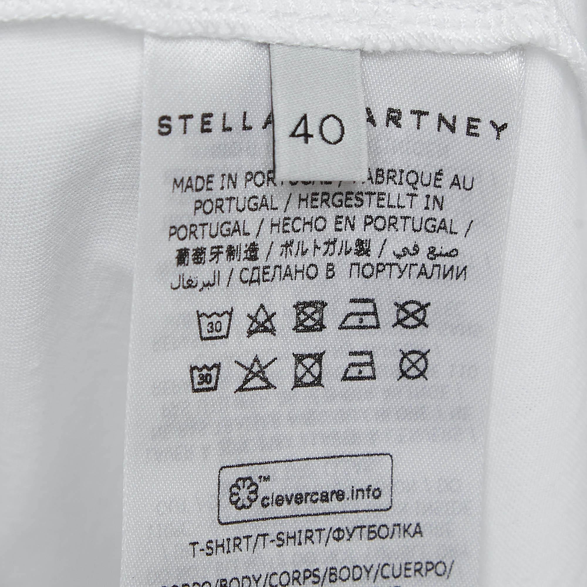 Stella McCartney Black /White Logo Print Jersey Cotton T-Shirt S For Sale 3