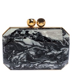 Stella McCartney Black/White Marble Plexiglass Lucia Clutch