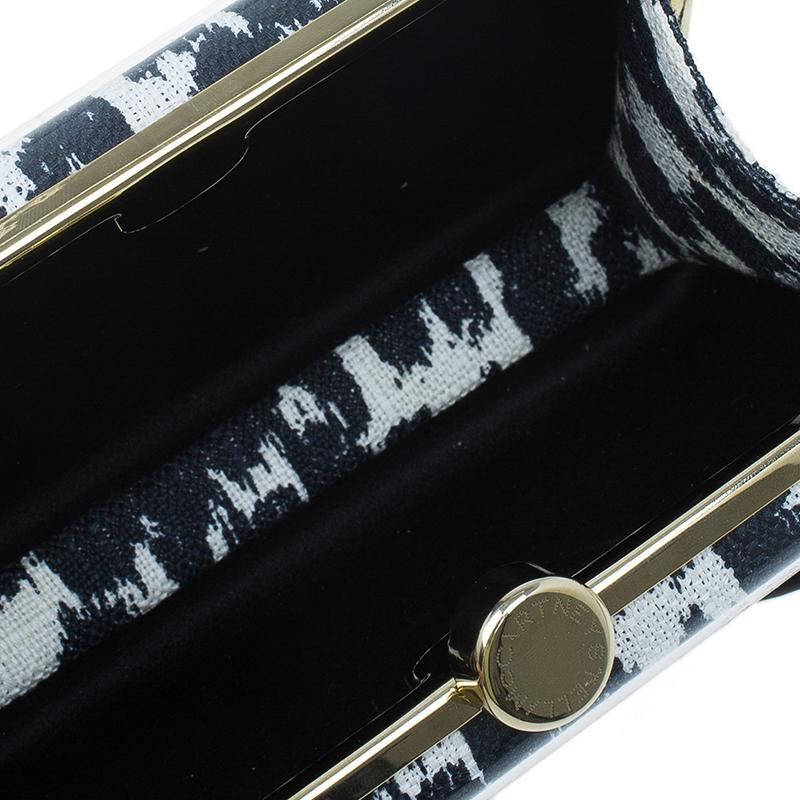 Stella McCartney Black/White Plexy Fabric Felicity Box Clutch 4