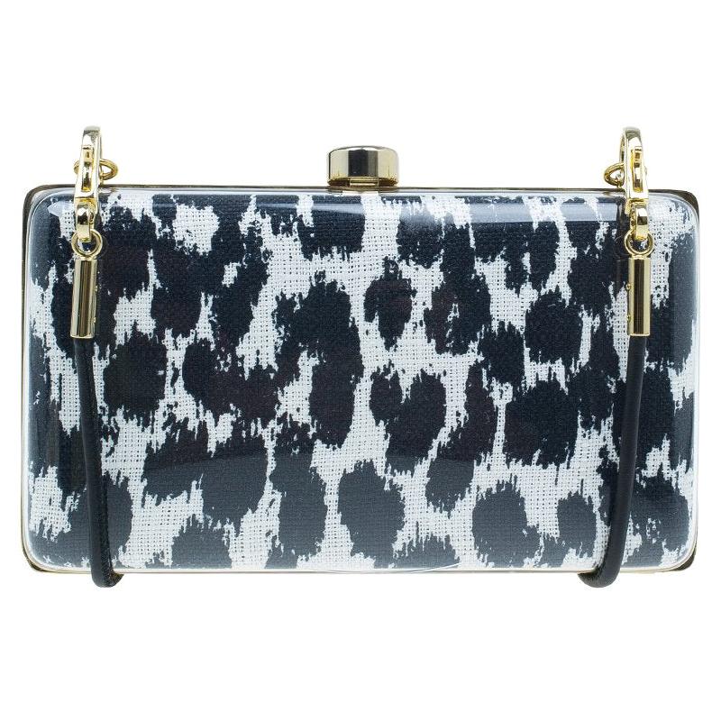 Stella McCartney Black/White Plexy Fabric Felicity Box Clutch