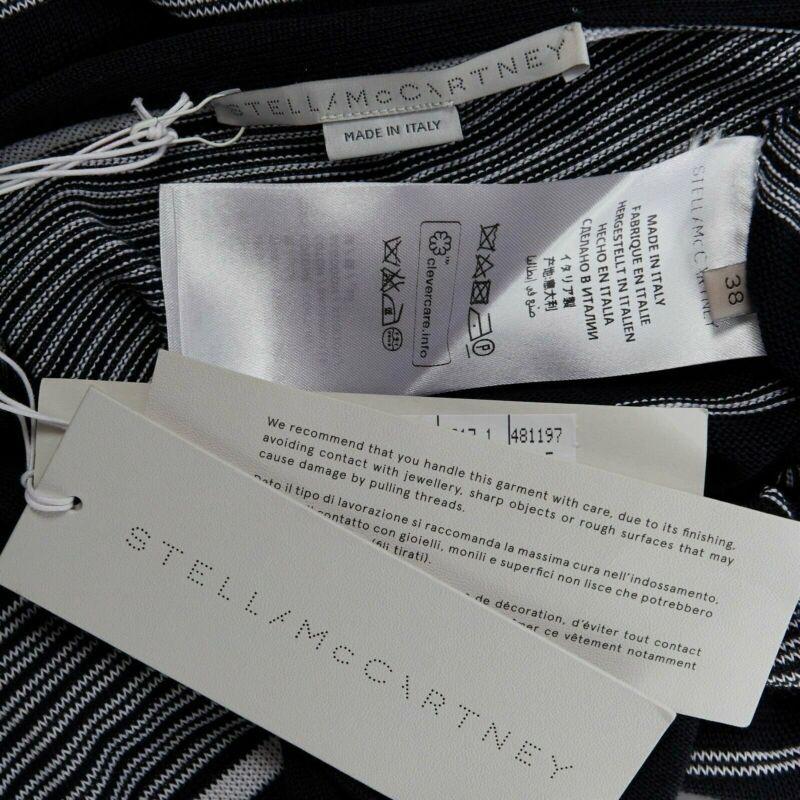 STELLA MCCARTNEY black white stripe knit draped waist stretch dress IT38 XS For Sale 4