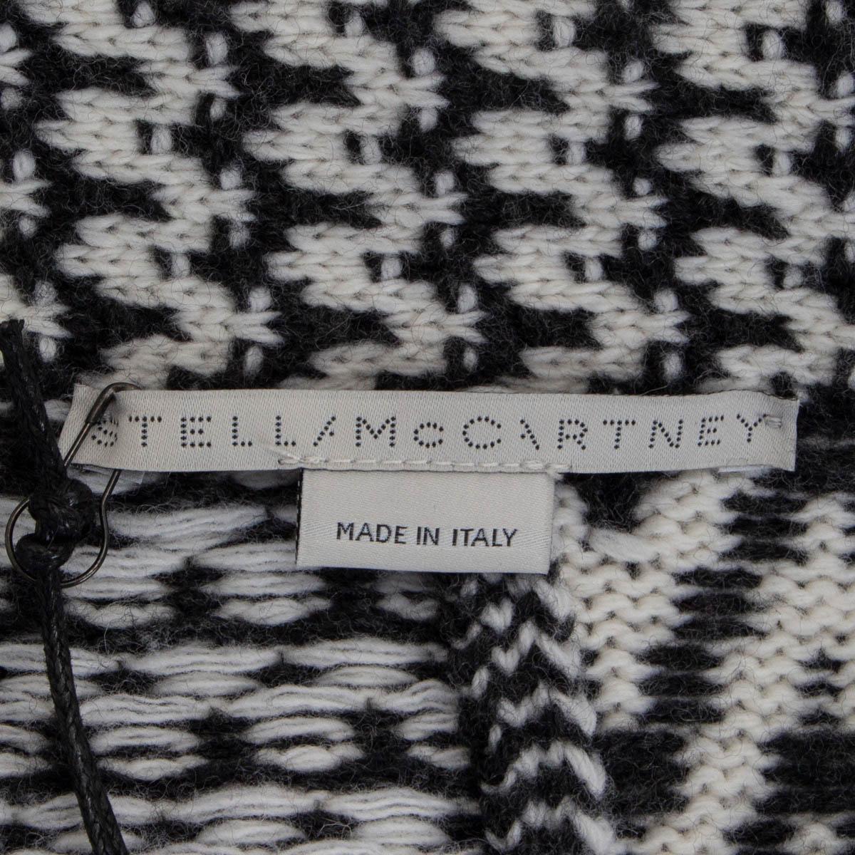 Women's STELLA MCCARTNEY black white wool 2020 ZIGZAG ASYMMETRIC KNIT COAT Jacket S For Sale