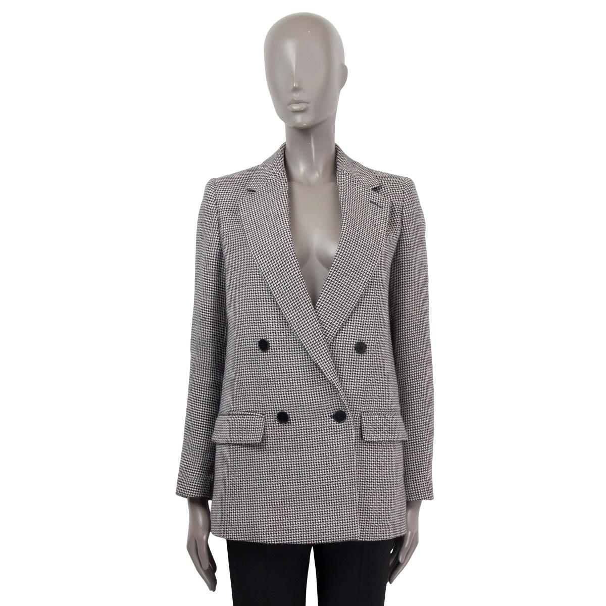 Gray STELLA MCCARTNEY black white wool HOUNDSTOOTH DOUBLE BREASTED Blazer Jacket 38 S For Sale