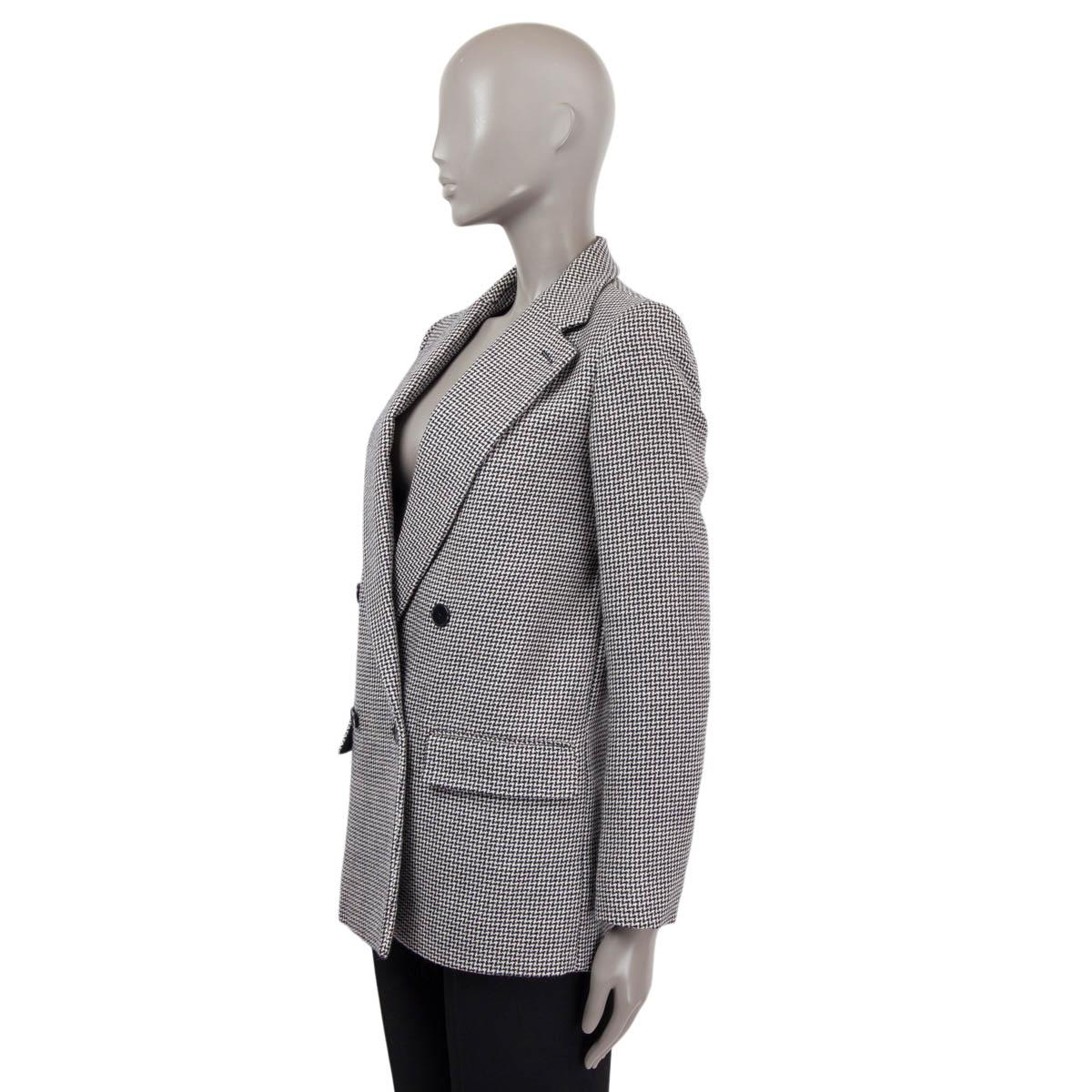 STELLA MCCARTNEY black white wool HOUNDSTOOTH DOUBLE BREASTED Blazer Jacket 38 S In Excellent Condition For Sale In Zürich, CH