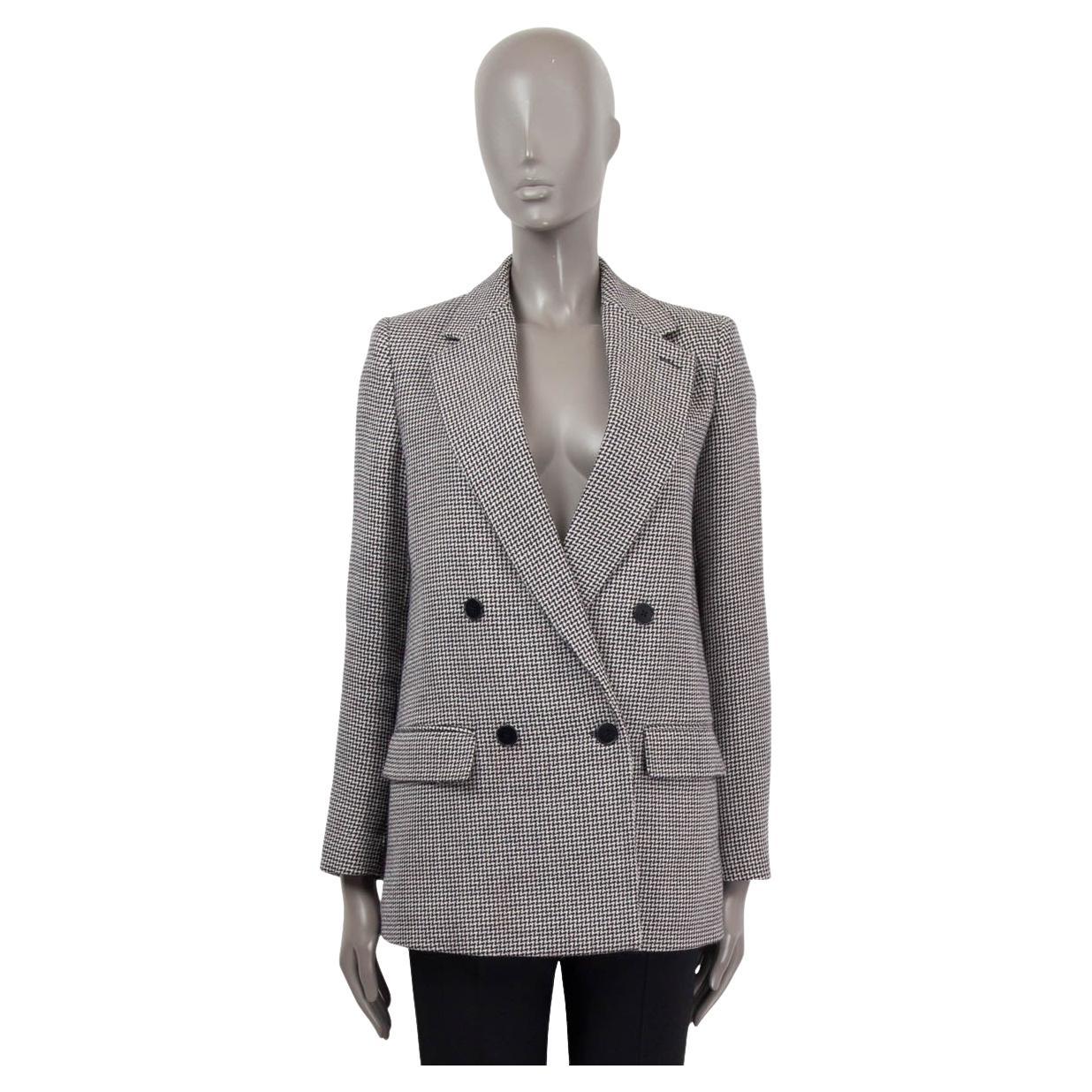 STELLA MCCARTNEY black white wool HOUNDSTOOTH DOUBLE BREASTED Blazer Jacket 38 S For Sale