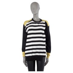 STELLA MCCARTNEY black & white wool STRIPED Crewneck Sweater 44 L