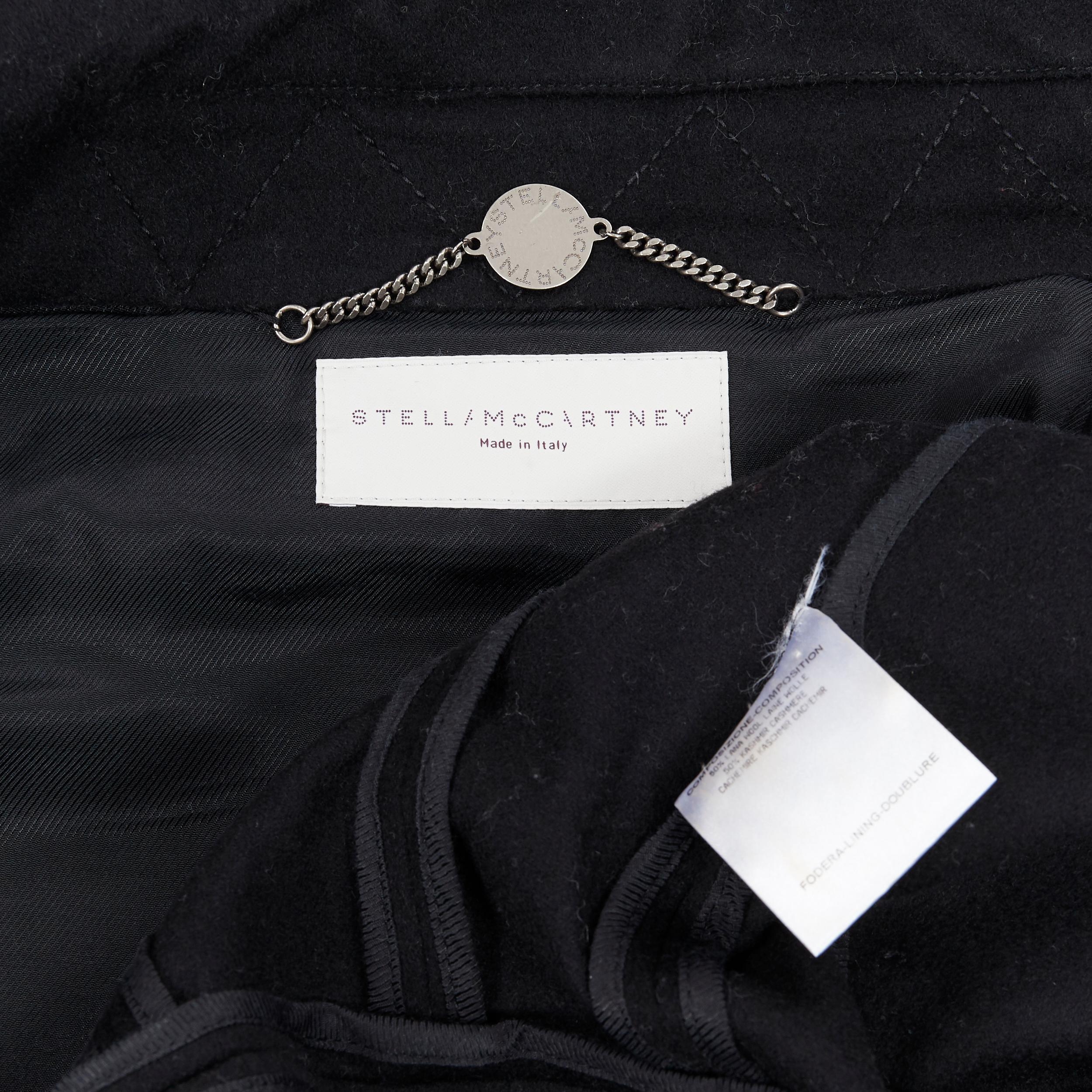 STELLA MCCARTNEY black wool cashmere wrap collar double breasted coat IT36 XS 6