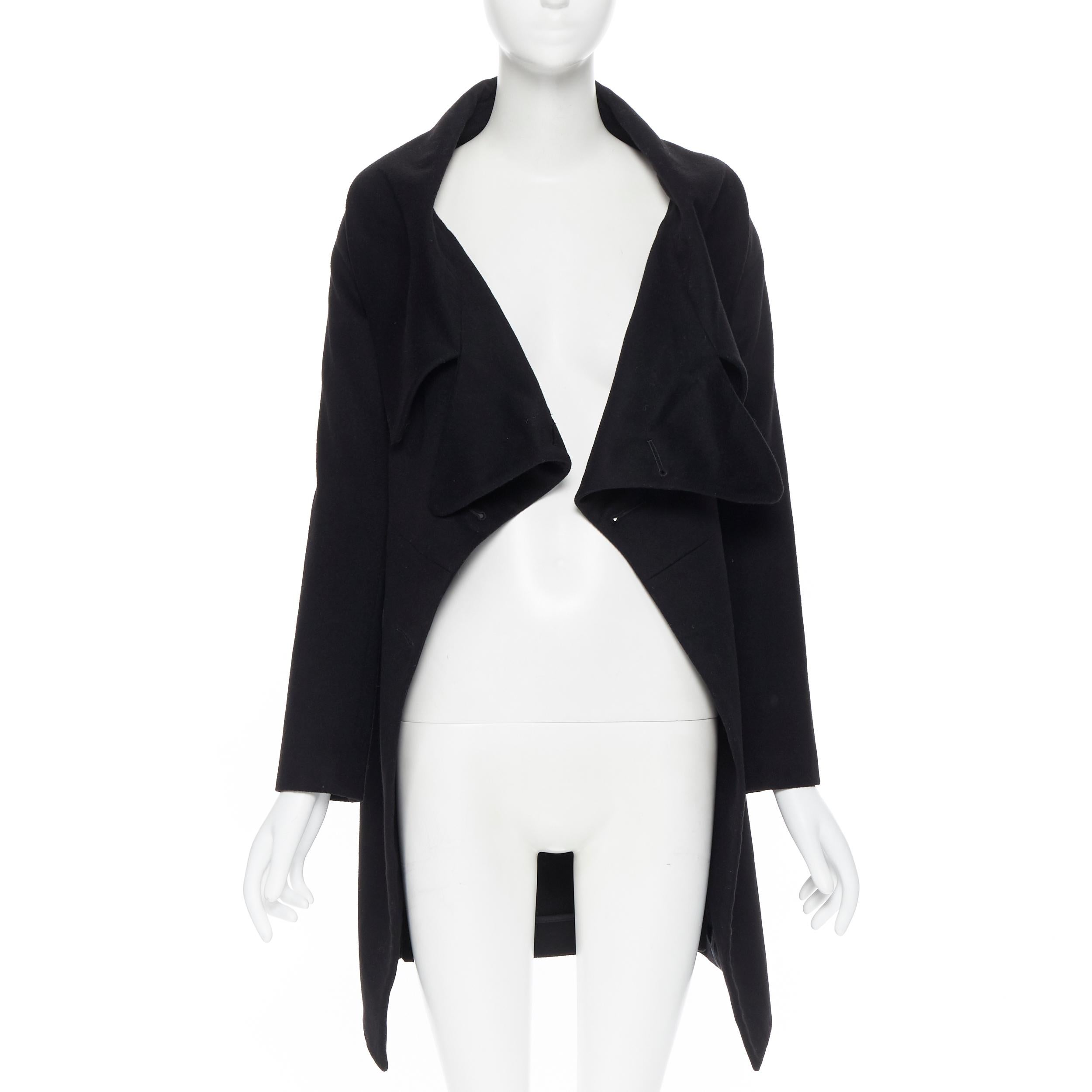 Black STELLA MCCARTNEY black wool cashmere wrap collar double breasted coat IT36 XS