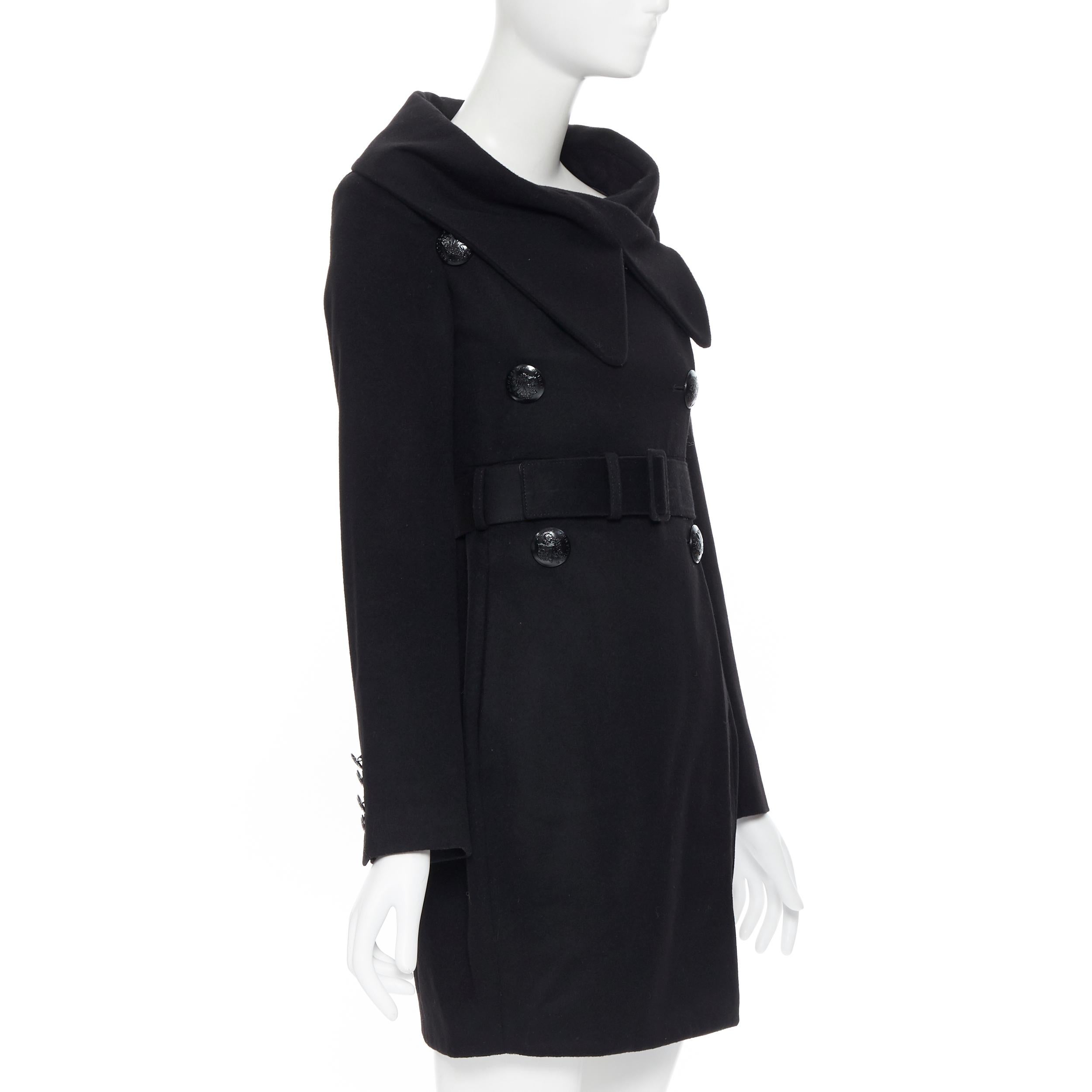 STELLA MCCARTNEY black wool cashmere wrap collar double breasted coat IT36 XS In Excellent Condition In Hong Kong, NT