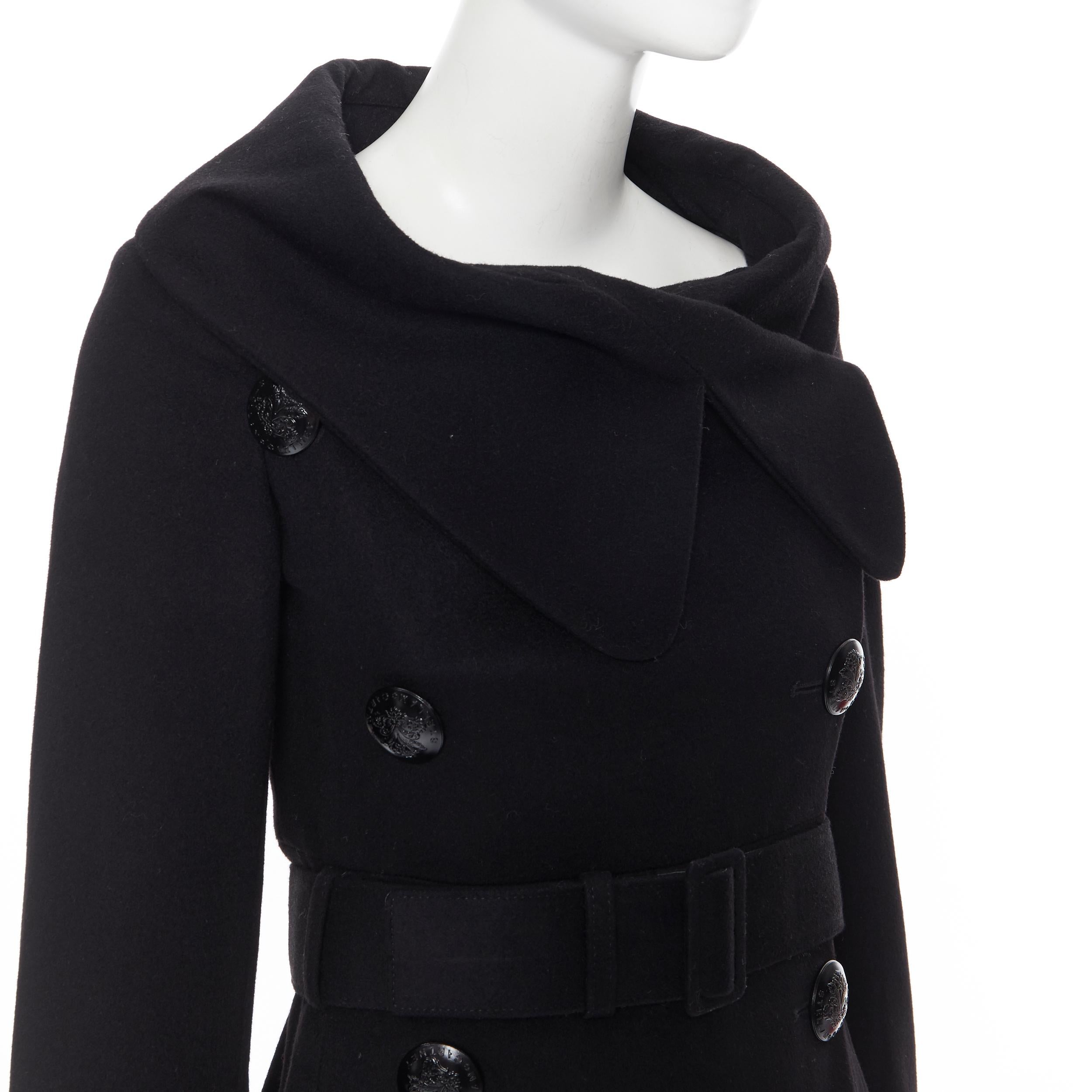 STELLA MCCARTNEY black wool cashmere wrap collar double breasted coat IT36 XS 3