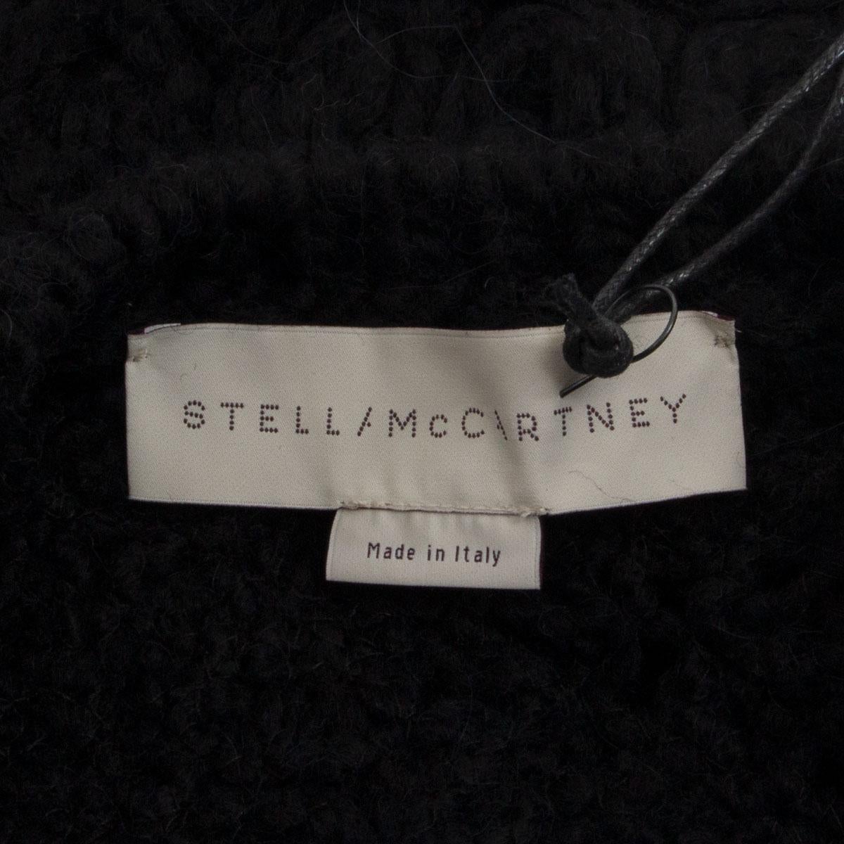STELLA MCCARTNEY black wool FLORAL CHUNKY KNIT ROUND NECK Sweater 38 XS For Sale 1