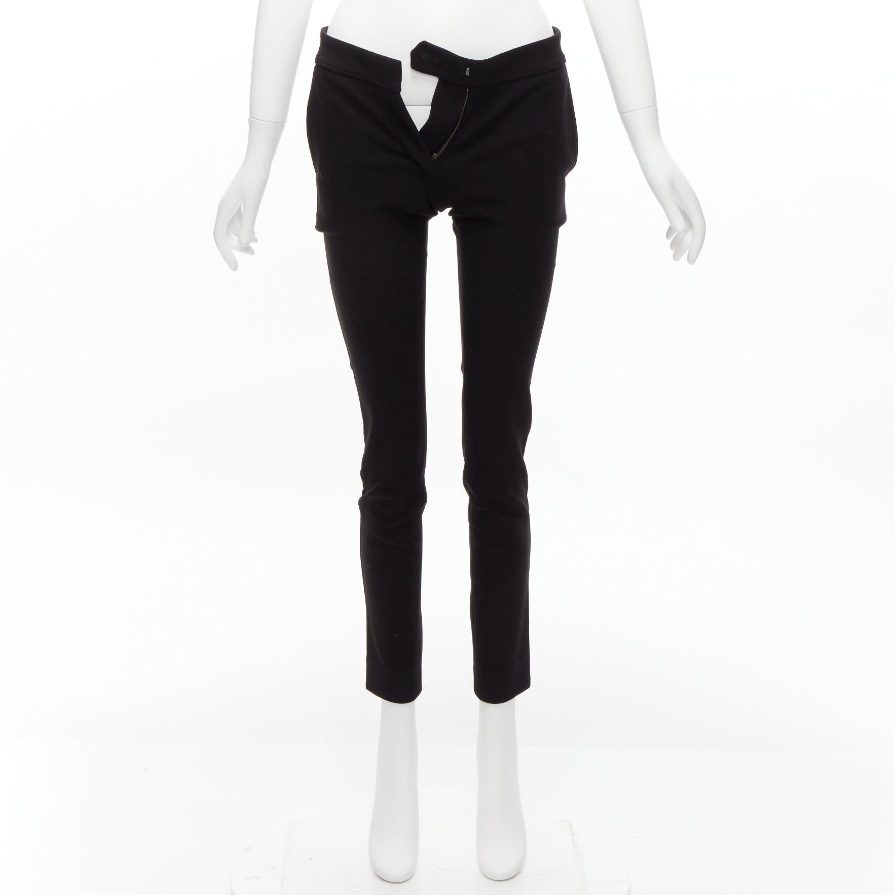 STELLA MCCARTNEY black wool high waist back pocket cropped skinny pants IT36 XXS For Sale 5