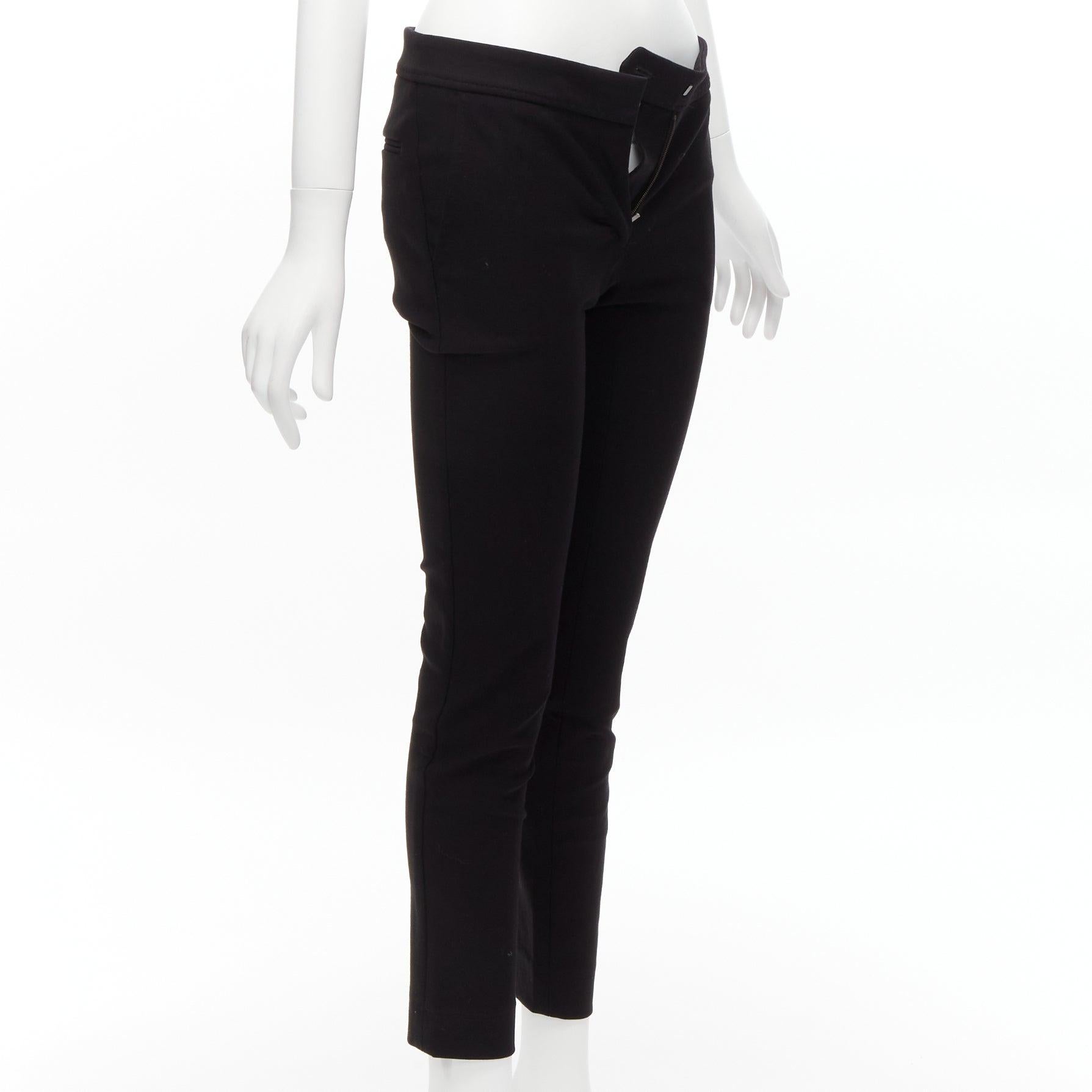 Black STELLA MCCARTNEY black wool high waist back pocket cropped skinny pants IT36 XXS For Sale