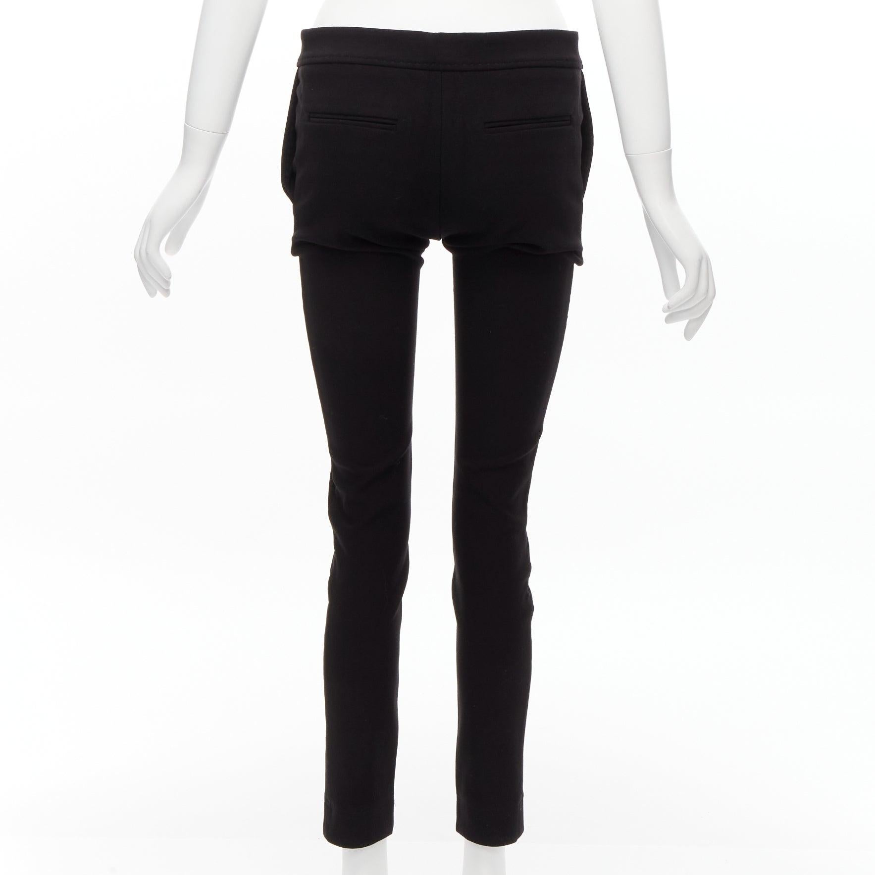 Women's STELLA MCCARTNEY black wool high waist back pocket cropped skinny pants IT36 XXS For Sale