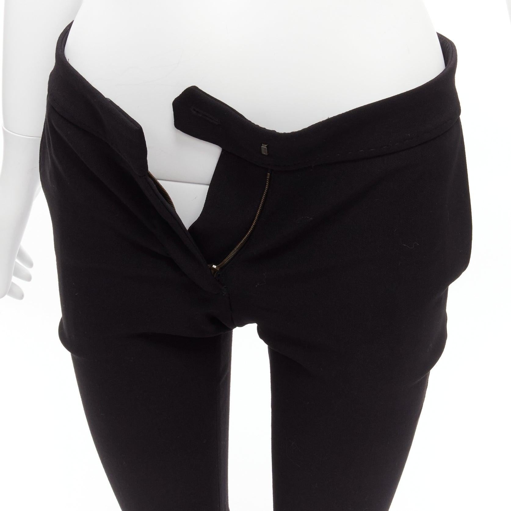 STELLA MCCARTNEY black wool high waist back pocket cropped skinny pants IT36 XXS For Sale 2