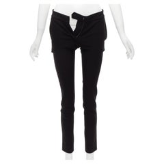 STELLA MCCARTNEY black wool high waist back pocket cropped skinny pants IT36 XXS