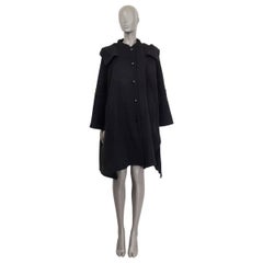 STELLA MCCARTNEY black wool HOODED MELTON CAPE Jacket 44 L