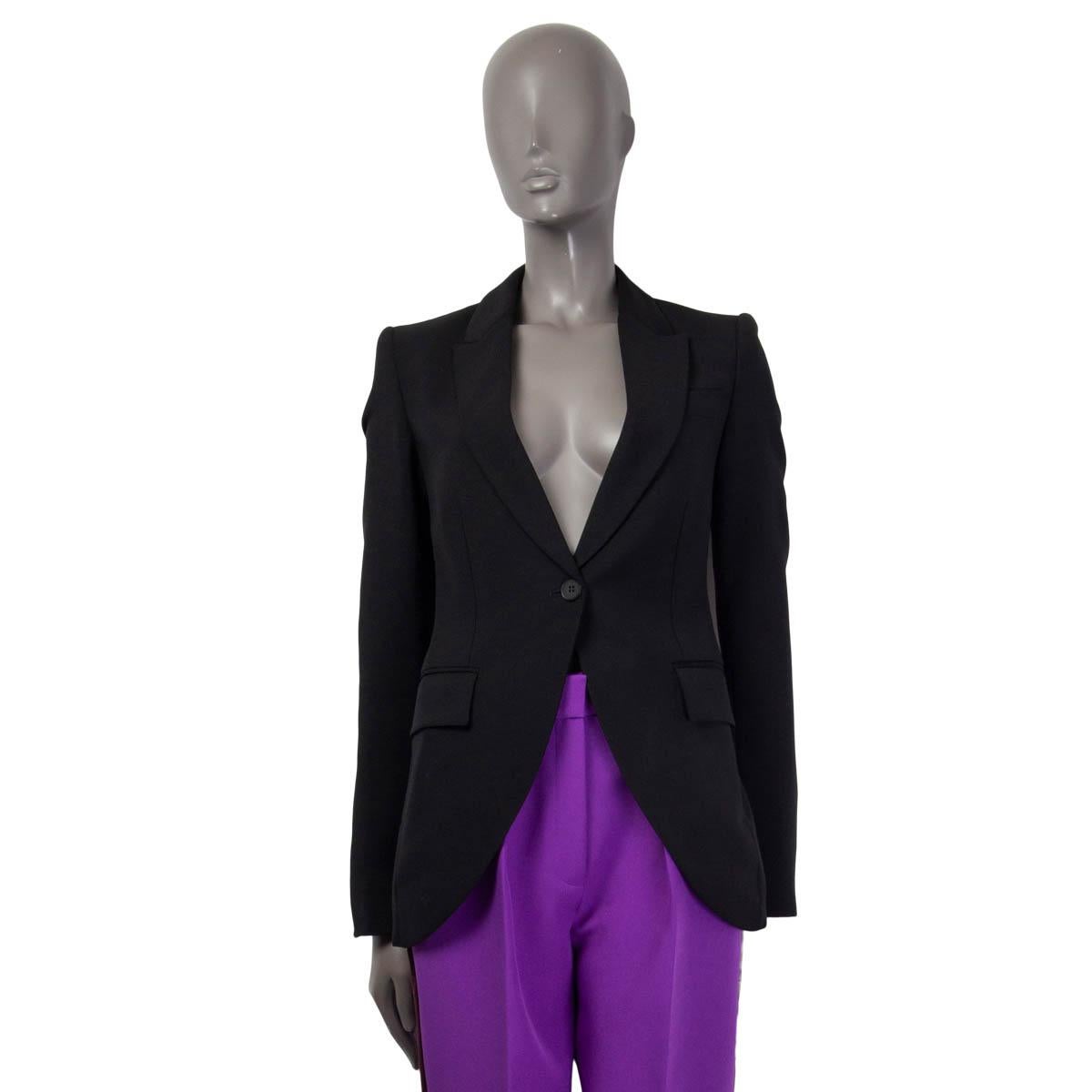 STELLA MCCARTNEY black wool LONGLINE FITTED Blazer Jacket 38 XS For Sale