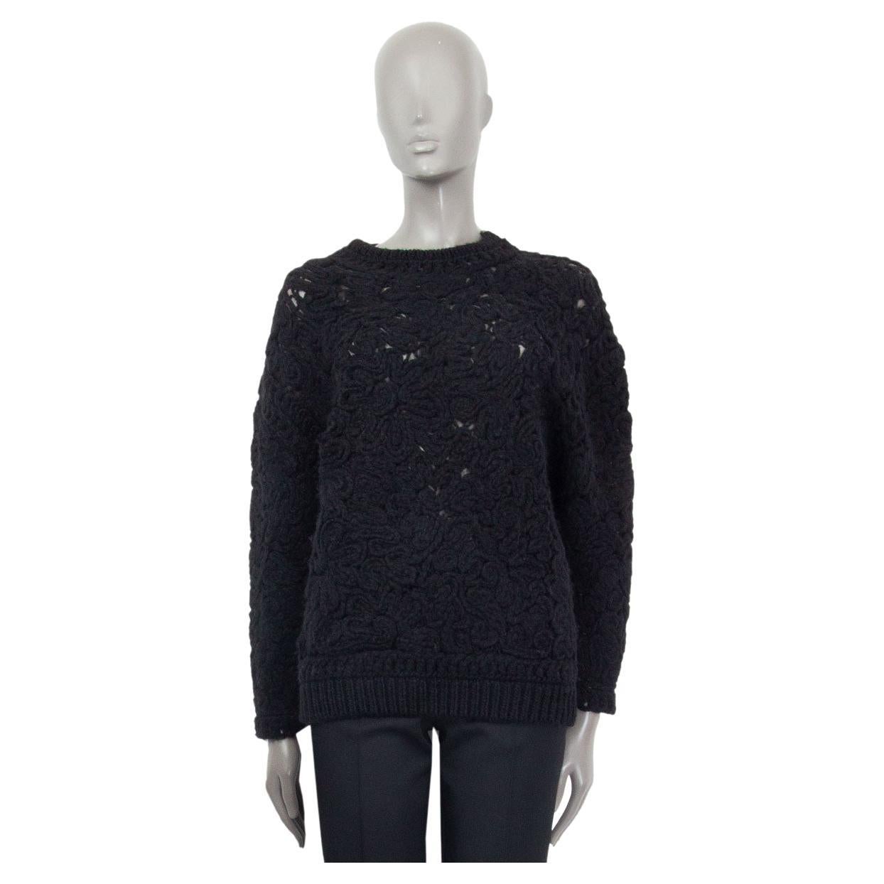 STELLA MCCARTNEY black wool OVERSIZED CHUNKY KNIT Sweater 38 XS For Sale