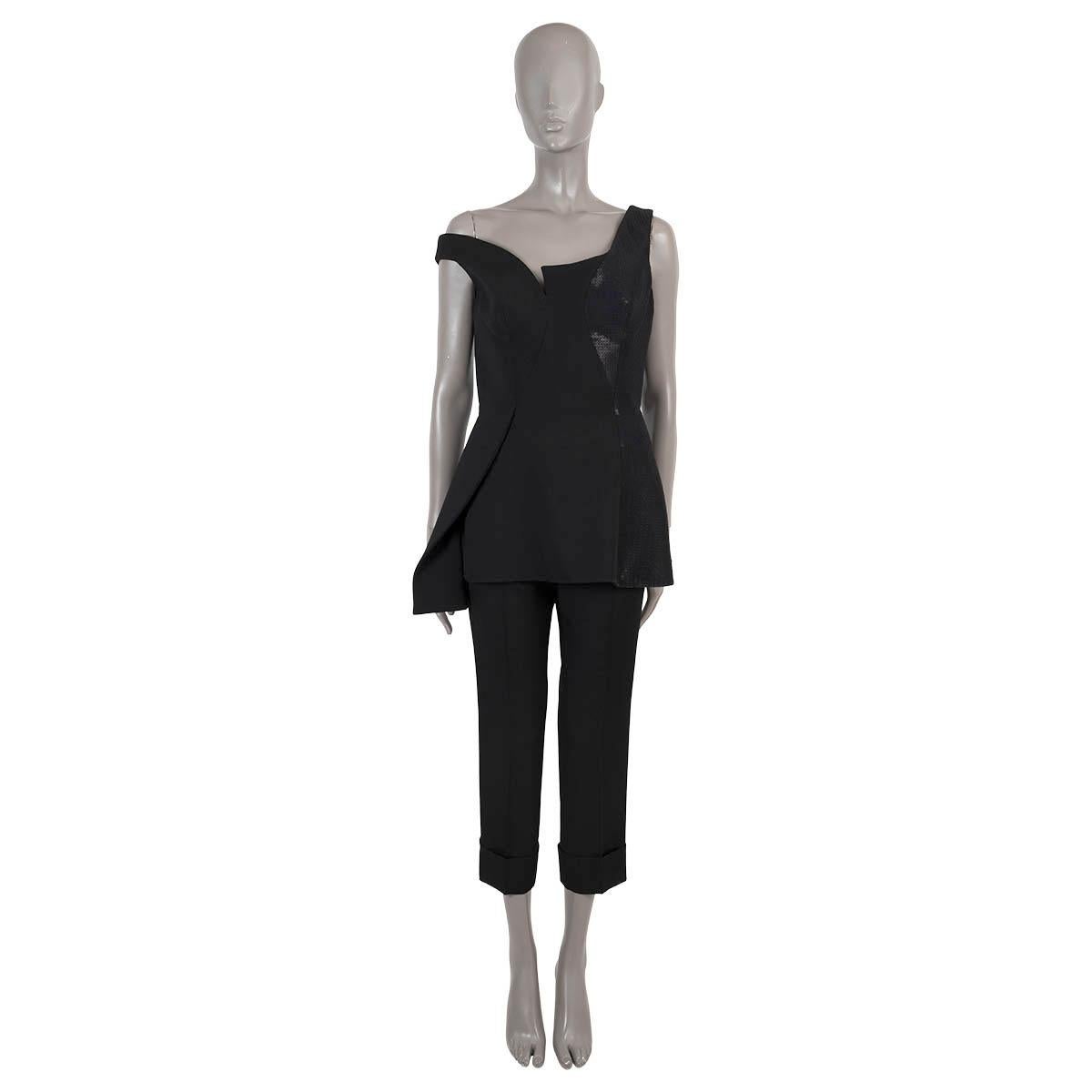 STELLA MCCARTNEY black wool-silk 2015 DIXIE ASYMMETRIC SEQUIN Top Shirt 44 L In Excellent Condition For Sale In Zürich, CH