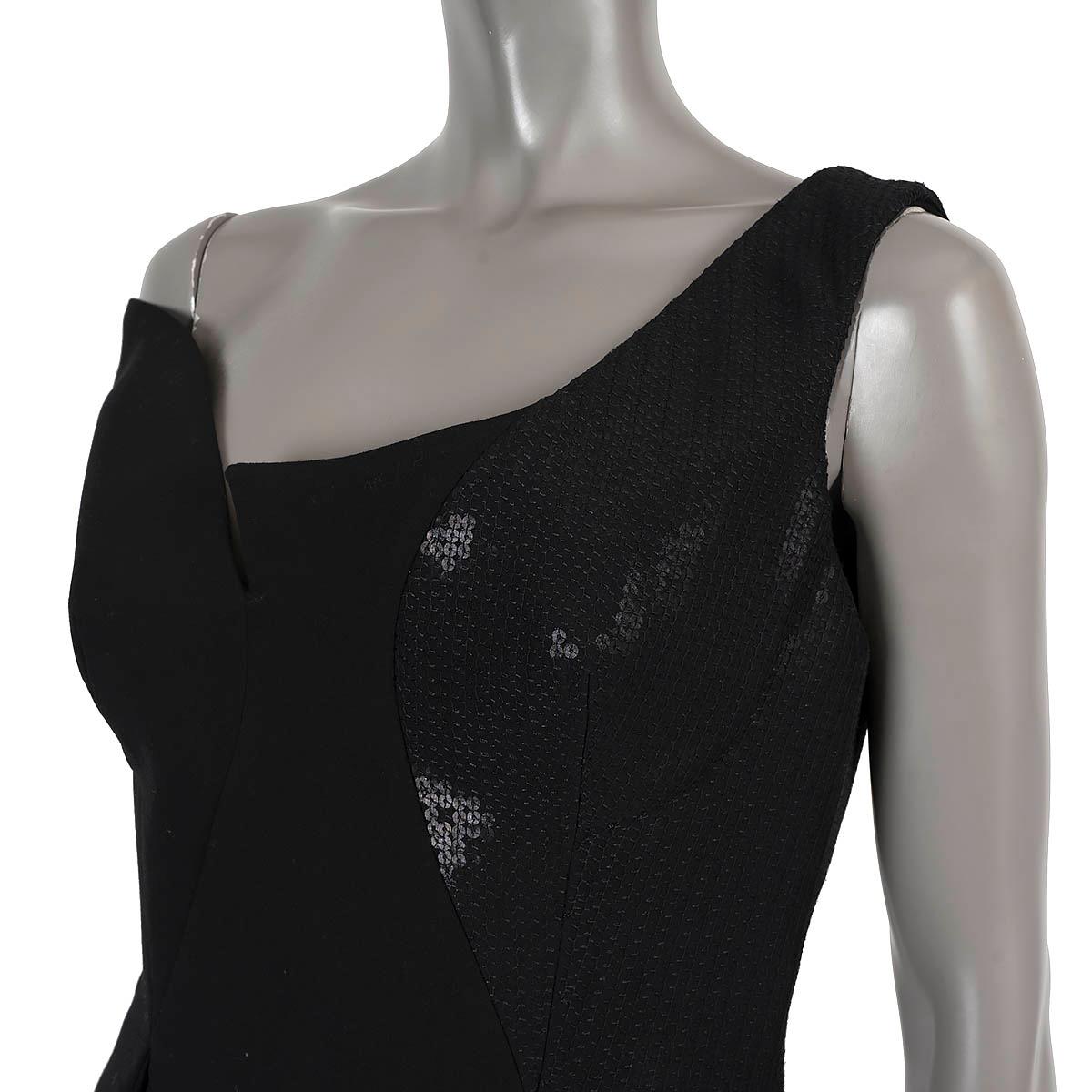 Women's STELLA MCCARTNEY black wool-silk 2015 DIXIE ASYMMETRIC SEQUIN Top Shirt 44 L For Sale