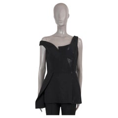STELLA MCCARTNEY black wool-silk 2015 DIXIE ASYMMETRIC SEQUIN Top Shirt 44 L
