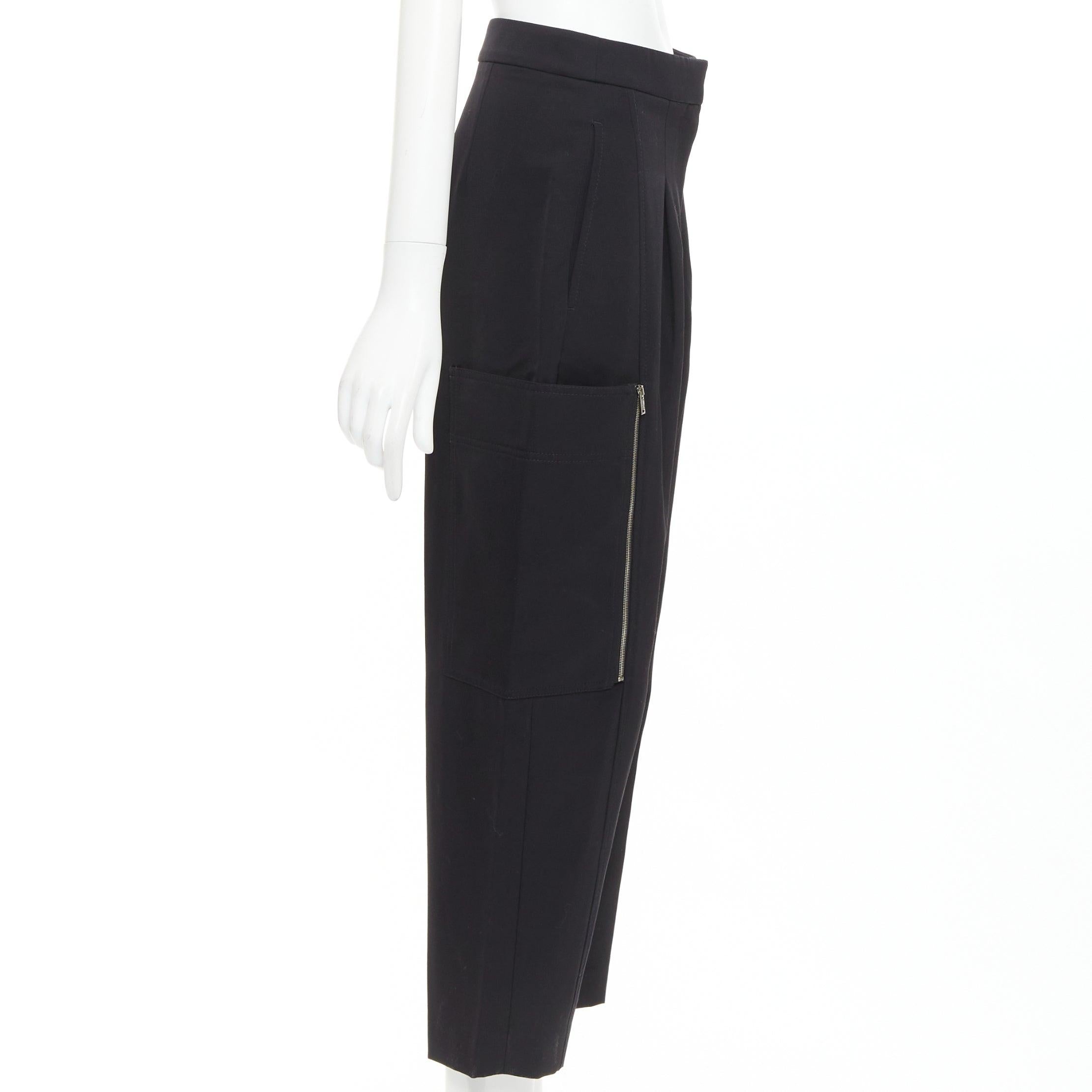 Stella McCartney pantalon fuselé en sergé de laine noir avec fermeture éclair argentée IT36 XXS Bon état - En vente à Hong Kong, NT