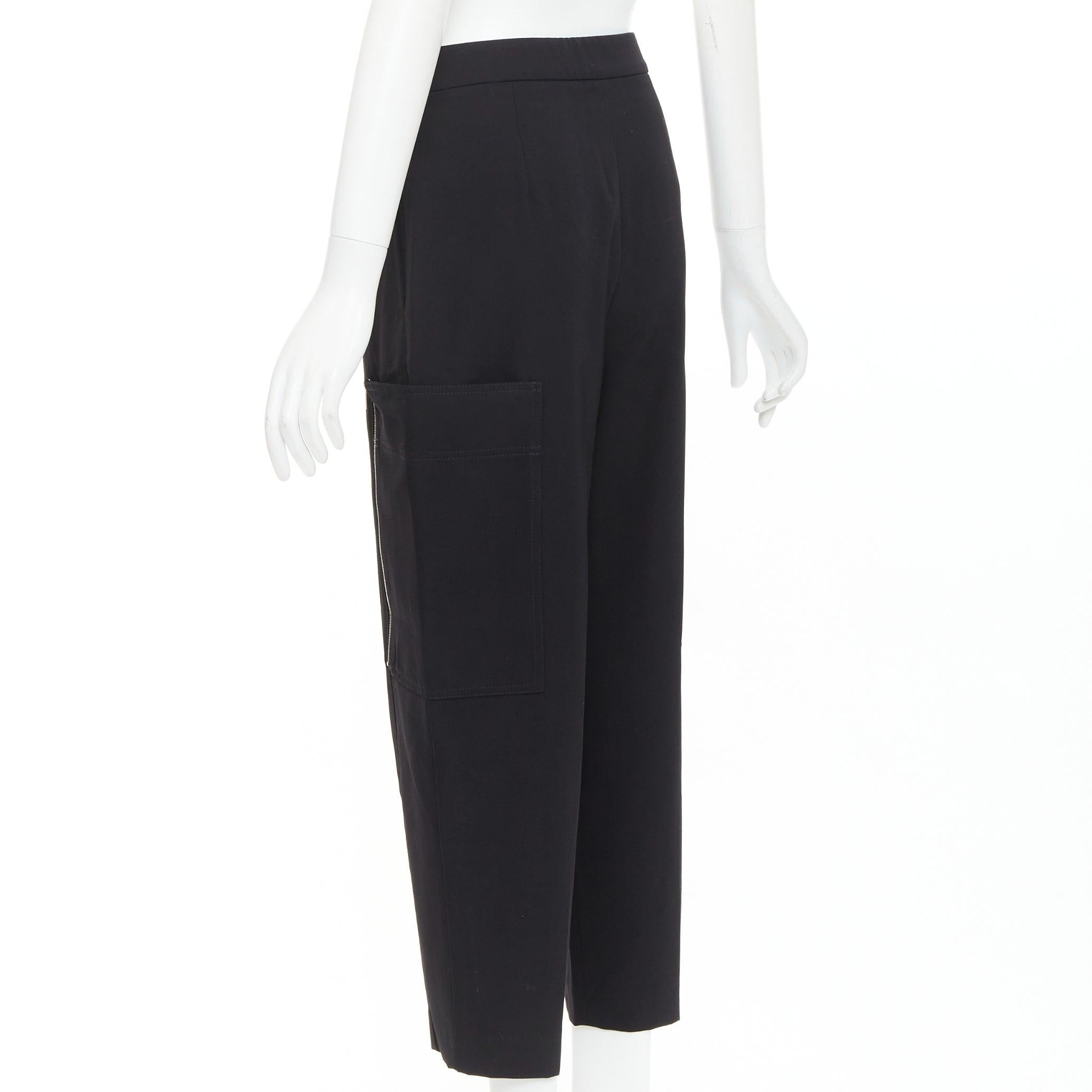 Stella McCartney pantalon fuselé en sergé de laine noir avec fermeture éclair argentée IT36 XXS en vente 1