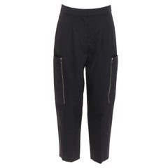 Stella McCartney pantalon fuselé en sergé de laine noir avec fermeture éclair argentée IT36 XXS
