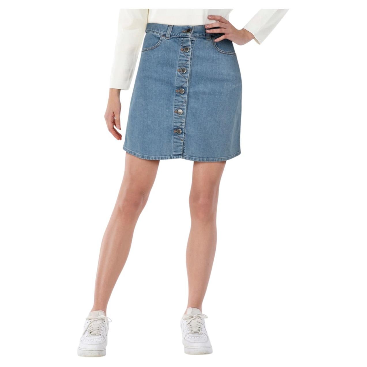 Stella McCartney Blue A-Line Mini Denim Skirt Size M