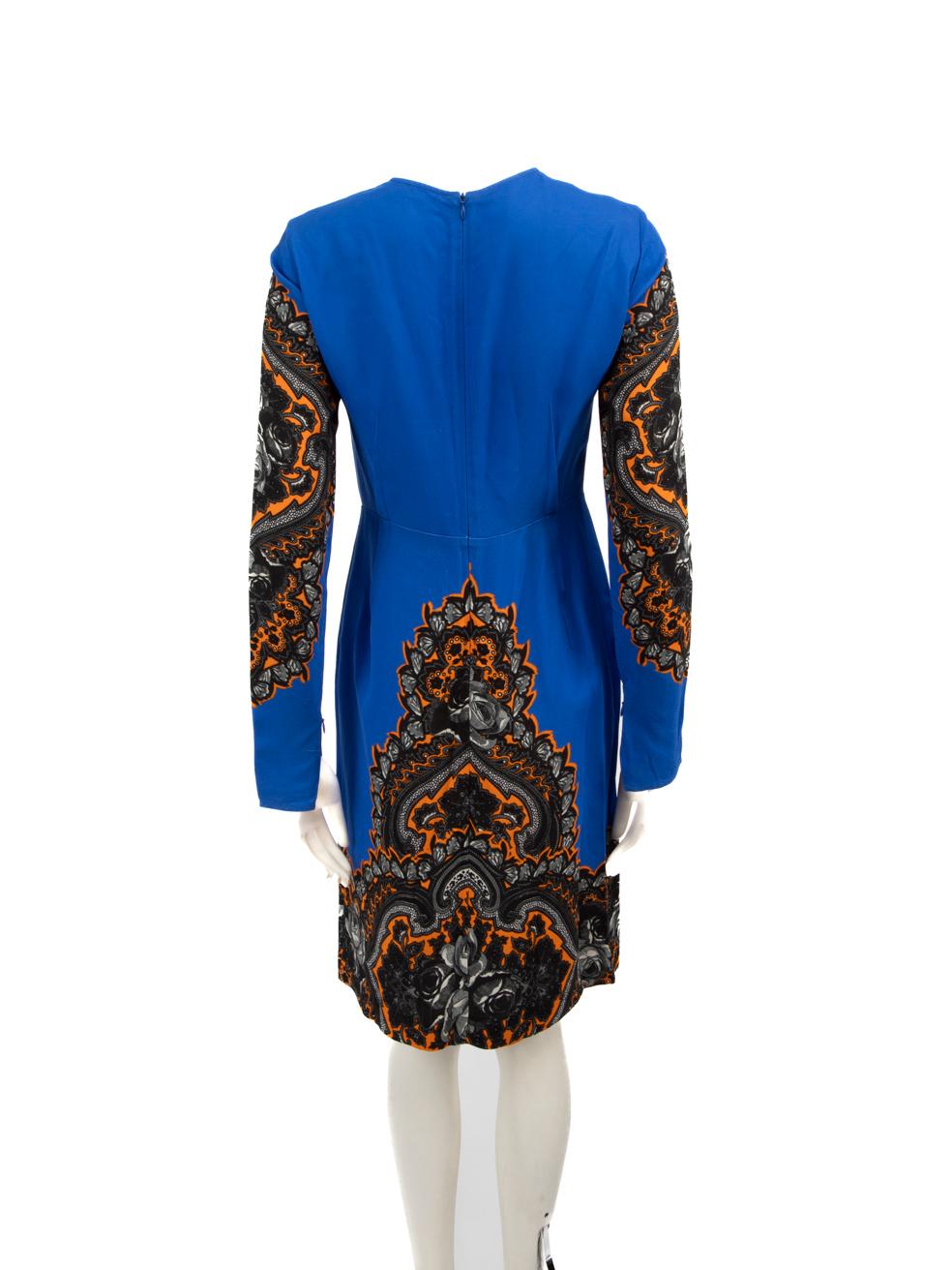 Stella McCartney Blue Abstract Floral Dress Size S In Good Condition For Sale In London, GB