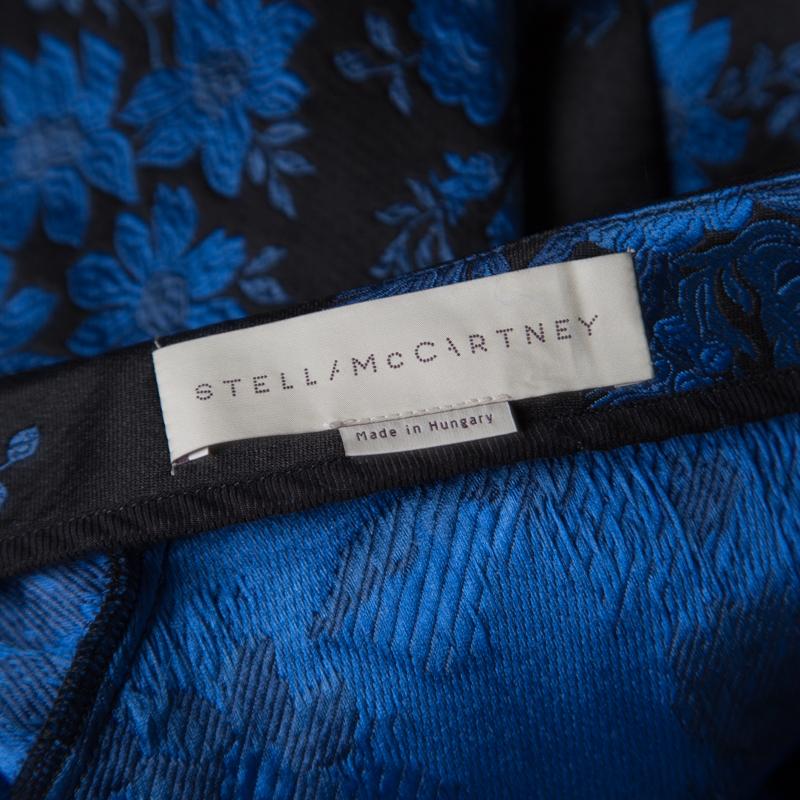Stella McCartney Blue and Black Floral Jacquard Flounce Skirt S 1