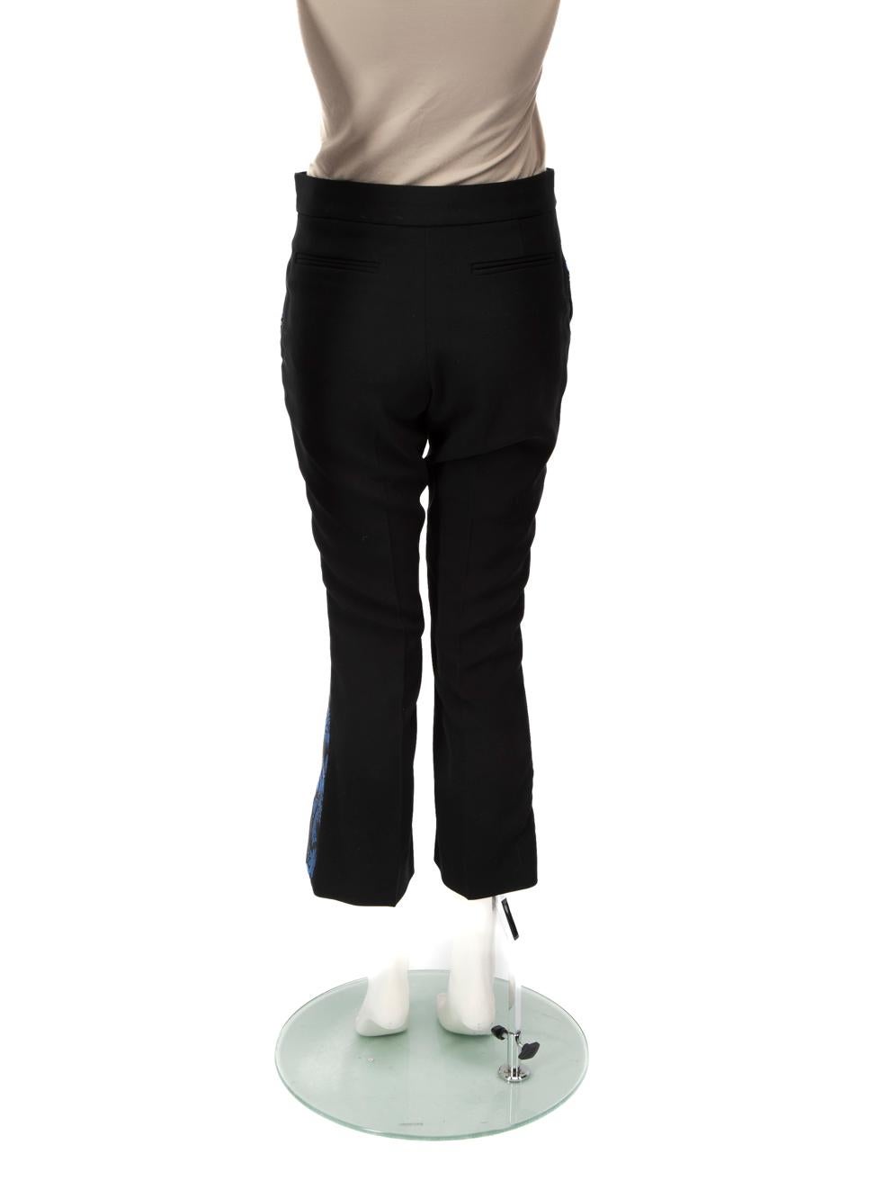 Noir Pantalon à fleurs bleu et noir Stella McCartney Taille XS en vente