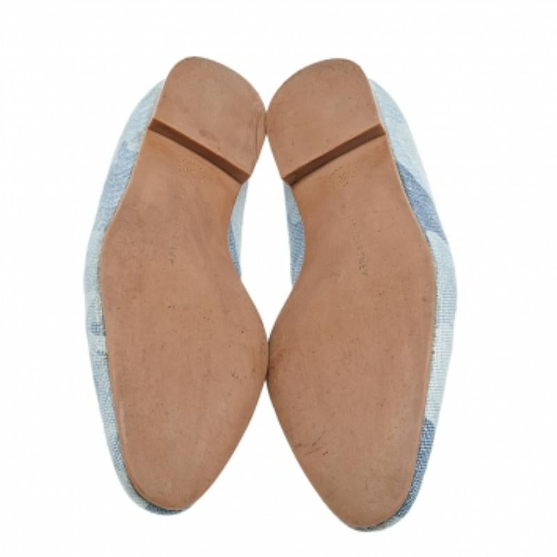 Women's Stella McCartney Blue Camo Print Canvas Smoking Slippers Size 38