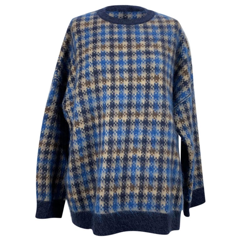Stella McCartney Blue Check Wool Oversized Sweater Size 40 IT For Sale ...