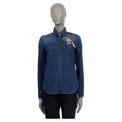 STELLA MCCARTNEY blue cotton BIRD EMBROIDERED DENIM Shirt 34 XXS