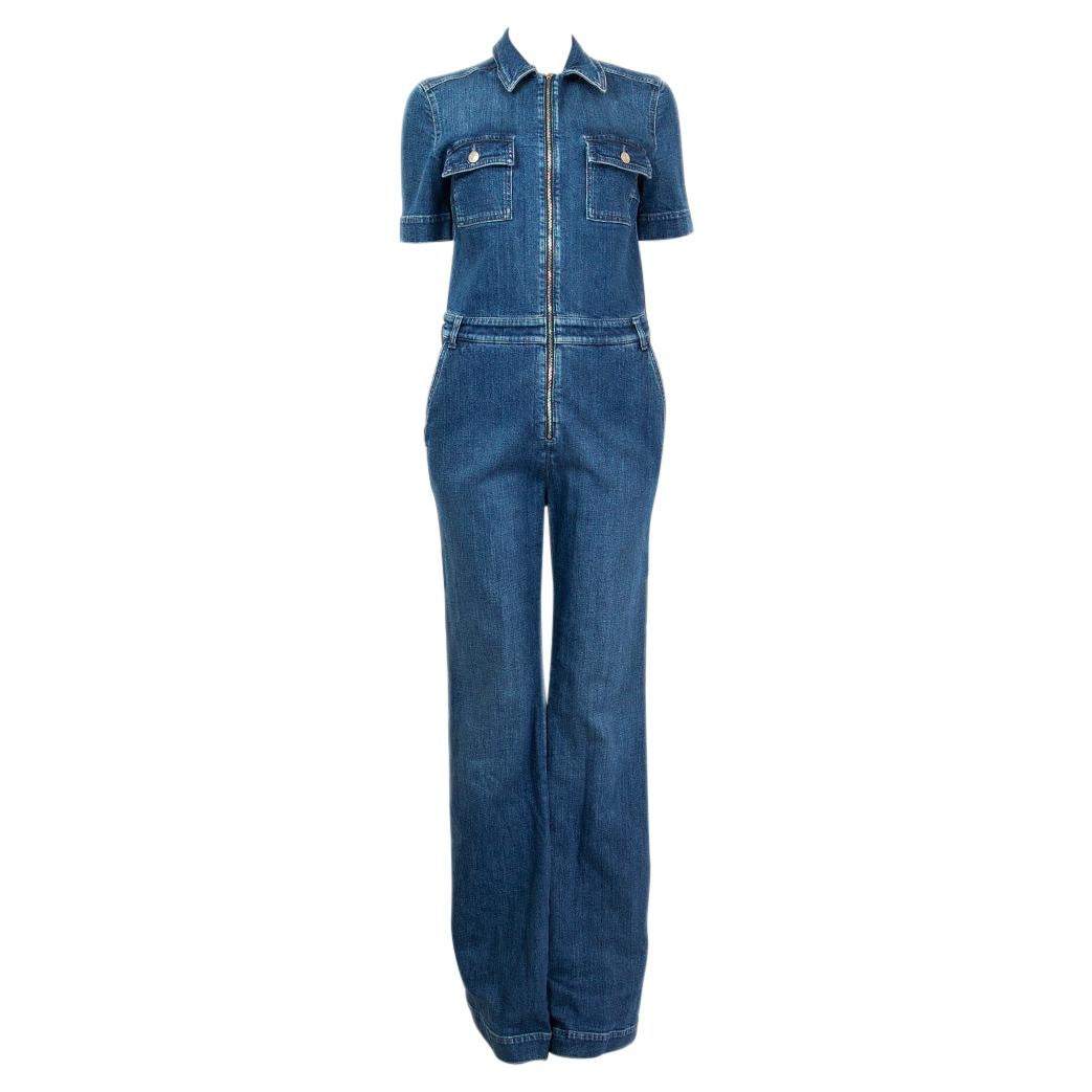 STELLA MCCARTNEY blue cotton DENIM Short Sleeve Jumpsuit S