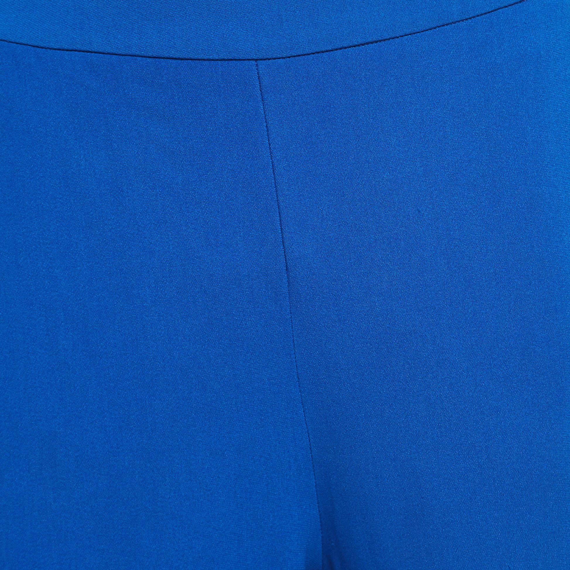 Stella McCartney Blue Crepe Julia Cuffed Trousers XS In Good Condition For Sale In Dubai, Al Qouz 2
