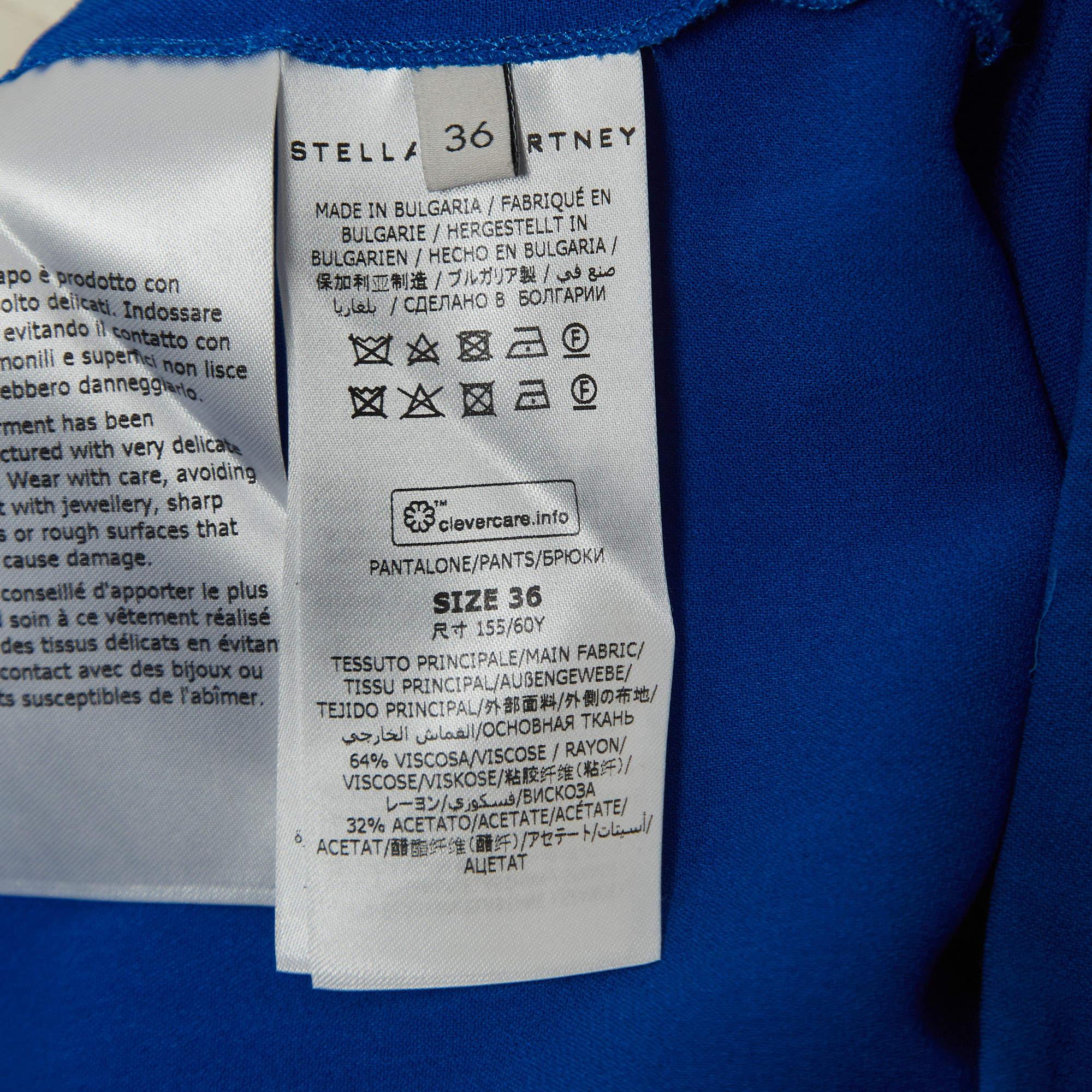 Stella McCartney Blue Crepe Julia Cuffed Trousers XS For Sale 1
