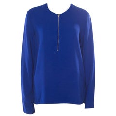 Stella McCartney Blue Crepe Zip Detail Arlesa Blouse S