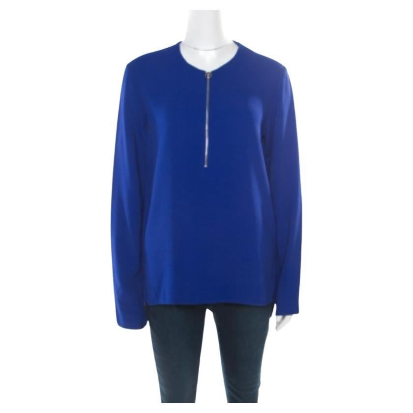 Chemisier Stella McCartney Arlesa bleu en crêpe avec fermeture éclair S en vente