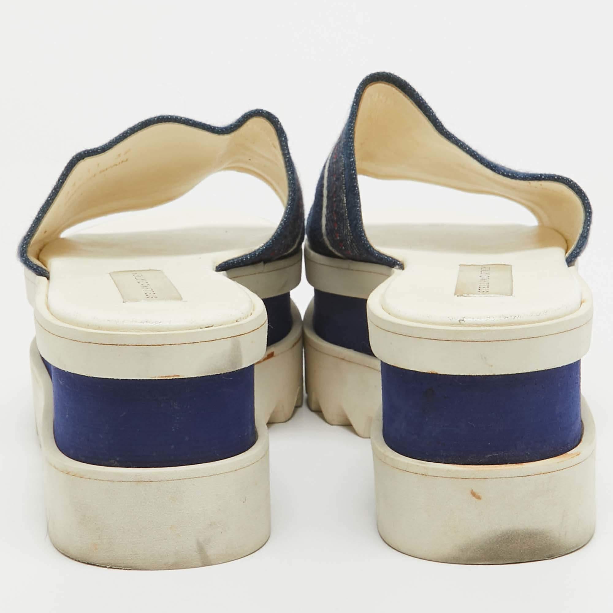 Stella McCartney Denim bleu Elyse Platform Slide Sandals Size 39 Pour femmes en vente