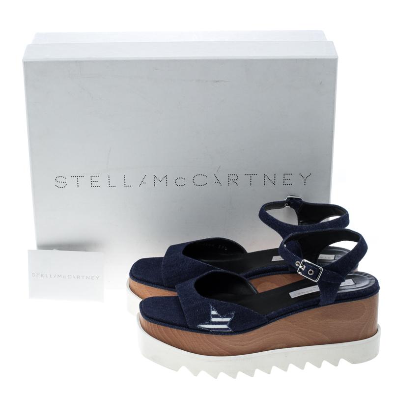 Stella McCartney Blue Denim Elyse Star Platform Sandals Size 39.5 1