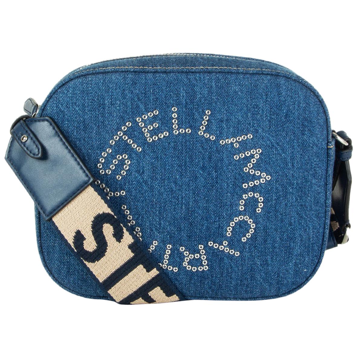 STELLA MCCARTNEY blue DENIM LOGO MINI CAMERA Shoulder Bag